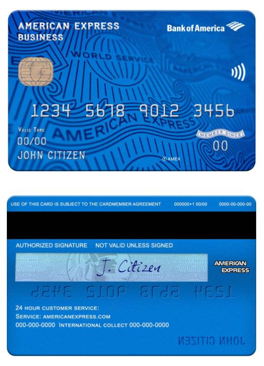 USA Bank of America bank american express Business card
